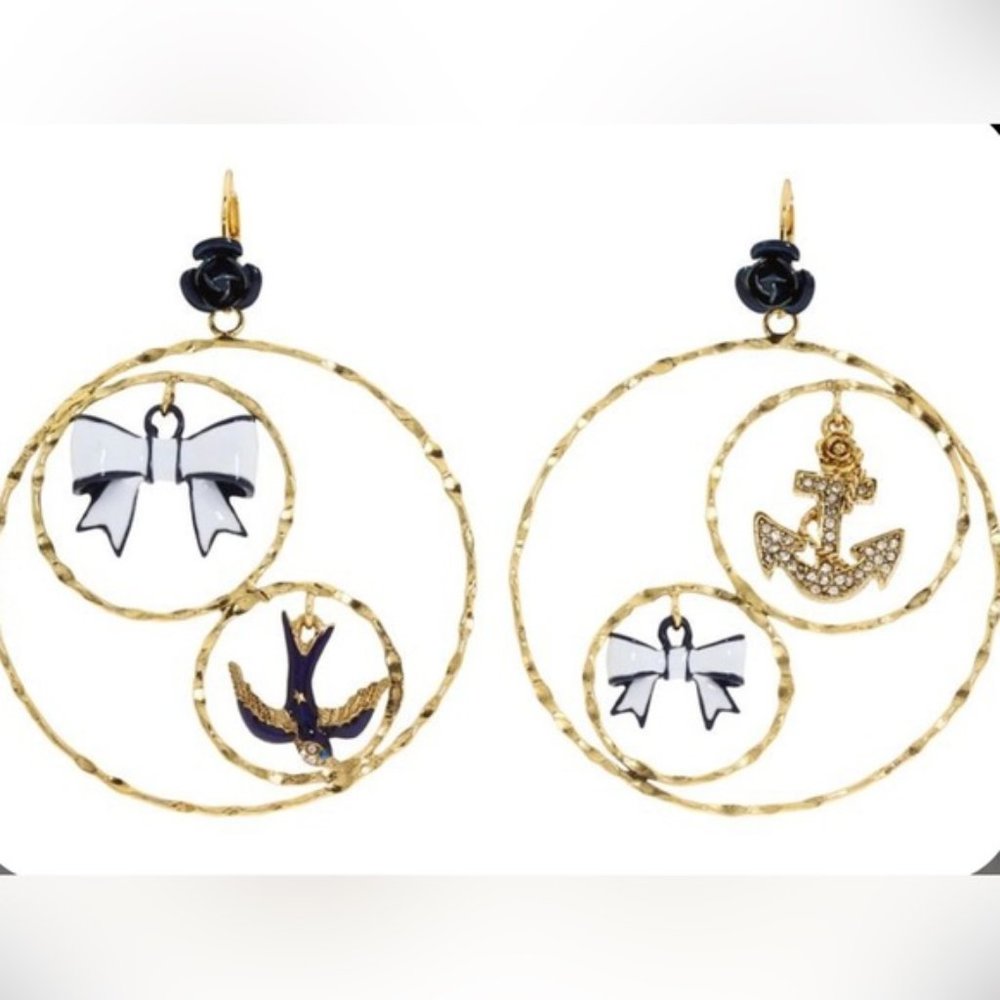betsey johnson nautical hoop earrings